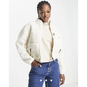 Dickies Women’s Red Chute Sherpa Fleece Jacket Sz M Cropped Cream K21